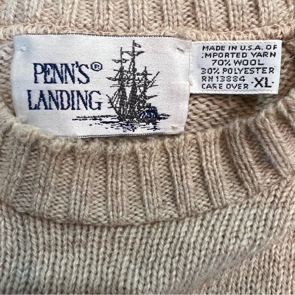 Penn’s Landing Shetland Wool Classic Crew Neck Vintage Sweater Raglan Sleeves - Picture 3 of 5